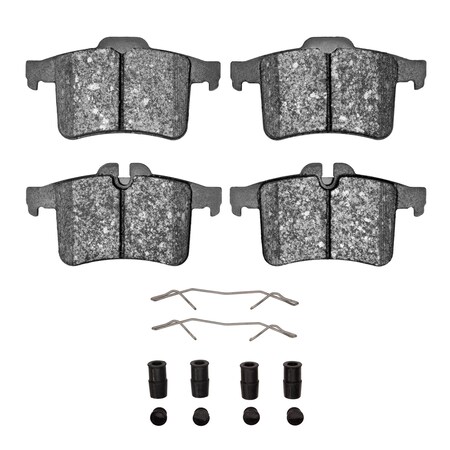 Dynamic Friction Co 5000 Advanced Brake Pads - Low Metallic and Hardware Kit, Long Pad Wear, Rear 1551-1747-01